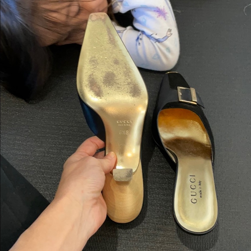 Gucci Slides With Block Kitten Heels Black - image 5